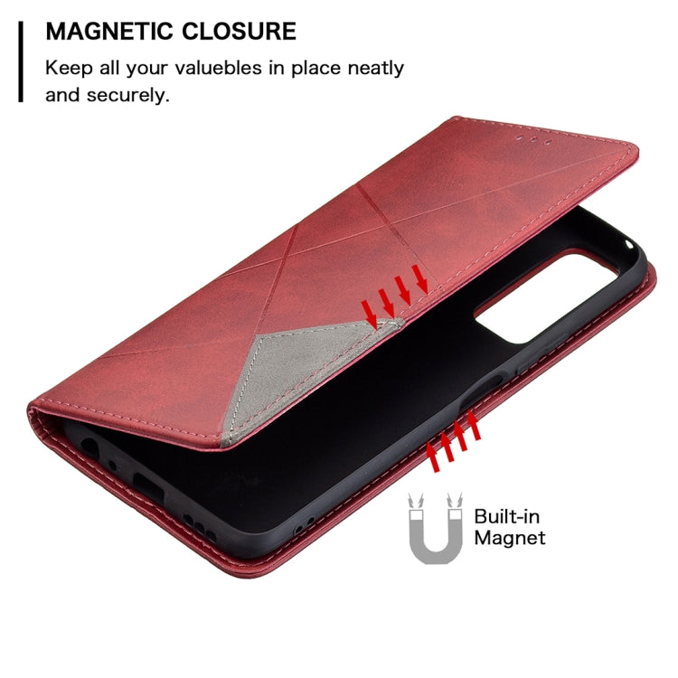 For vivo Y51 2020 / Y51a / Y51s Rhombus Texture Horizontal Flip Magnetic Leather Case with Holder & Card Slots