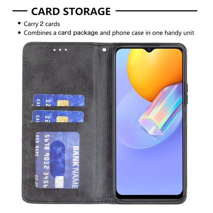 For vivo Y51 2020 / Y51a / Y51s Rhombus Texture Horizontal Flip Magnetic Leather Case with Holder & Card Slots