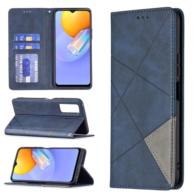 For vivo Y51 2020 / Y51a / Y51s Rhombus Texture Horizontal Flip Magnetic Leather Case with Holder & Card Slots
