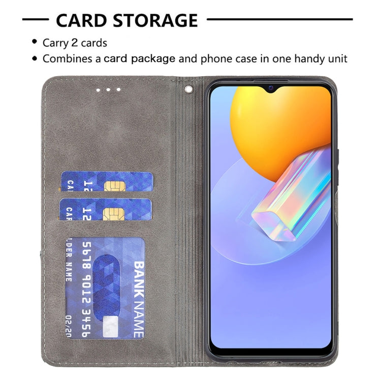 For vivo Y51 2020 / Y51a / Y51s Rhombus Texture Horizontal Flip Magnetic Leather Case with Holder & Card Slots