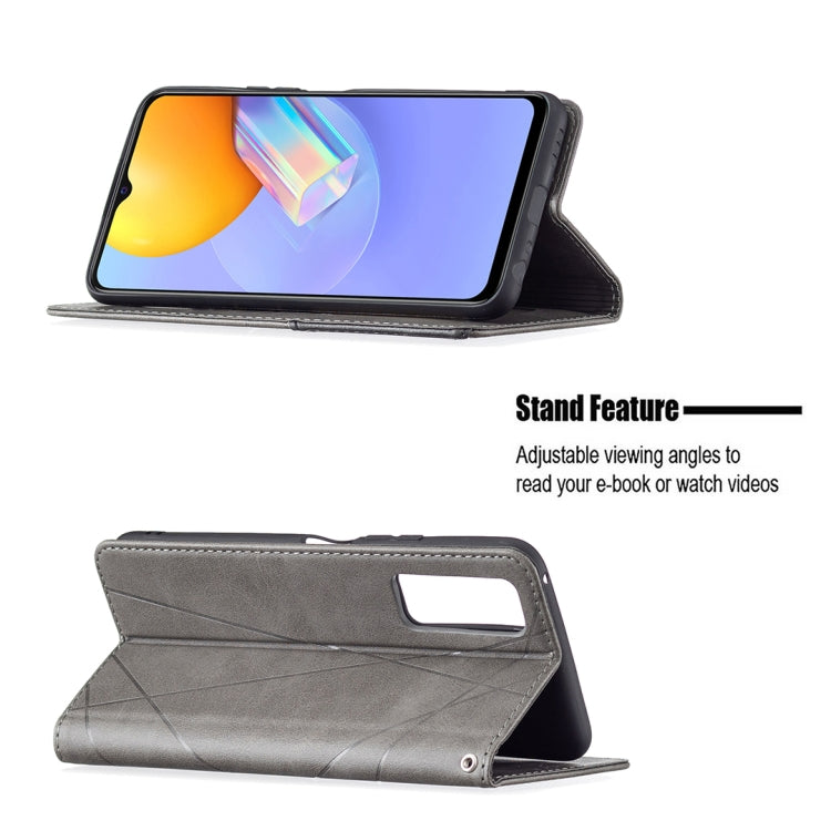 For vivo Y51 2020 / Y51a / Y51s Rhombus Texture Horizontal Flip Magnetic Leather Case with Holder & Card Slots