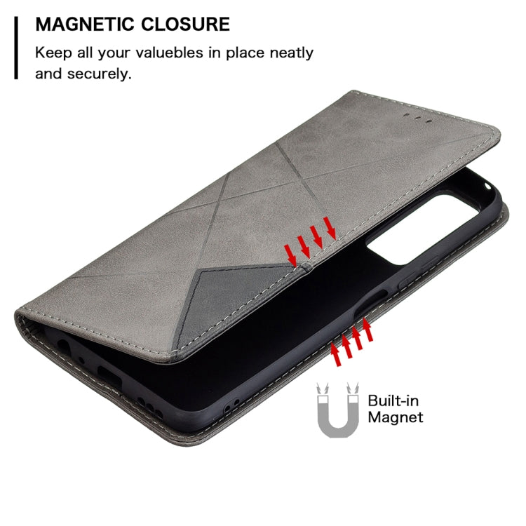 For vivo Y51 2020 / Y51a / Y51s Rhombus Texture Horizontal Flip Magnetic Leather Case with Holder & Card Slots