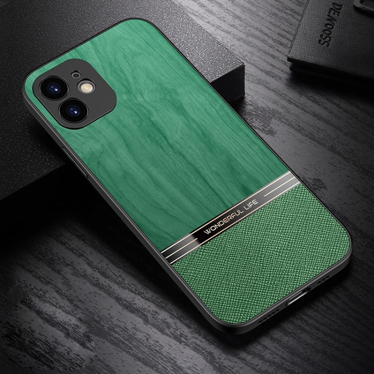 For iPhone 12 mini Shang Rui Wood Grain Skin PU + TPU Shockproof Case