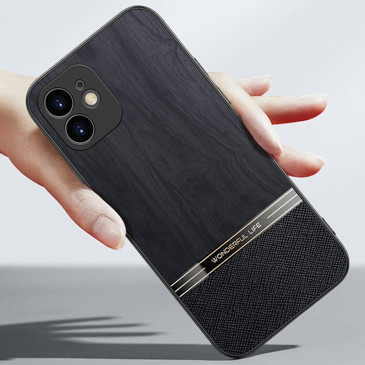 For iPhone 12 mini Shang Rui Wood Grain Skin PU + TPU Shockproof Case
