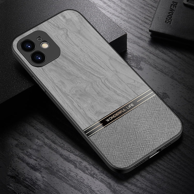 For iPhone 12 Shang Rui Wood Grain Skin PU + TPU Shockproof Case