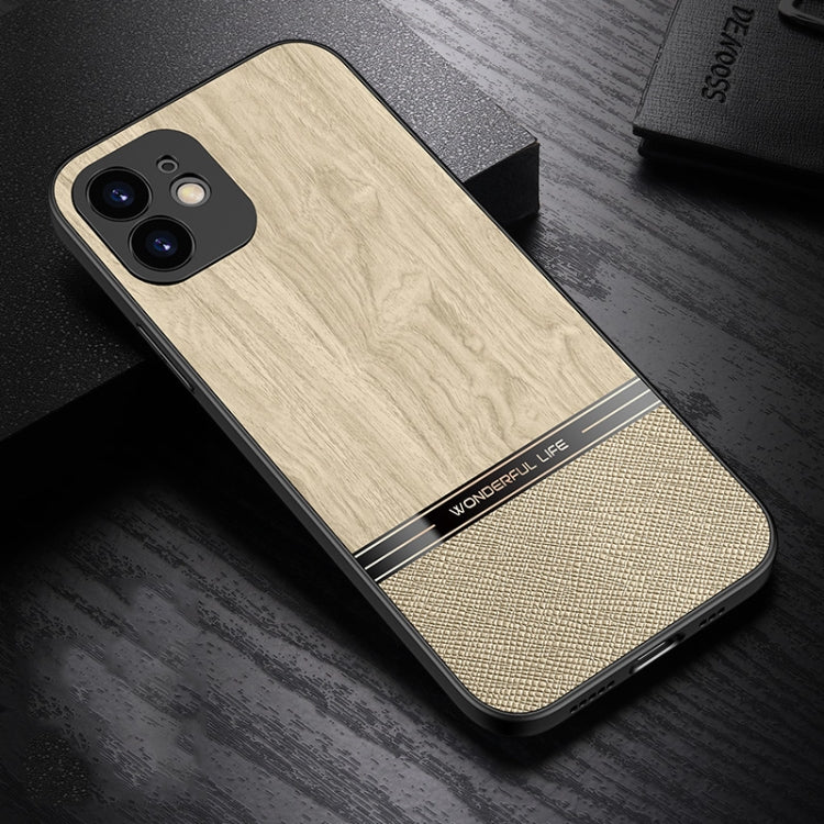 For iPhone 12 Shang Rui Wood Grain Skin PU + TPU Shockproof Case