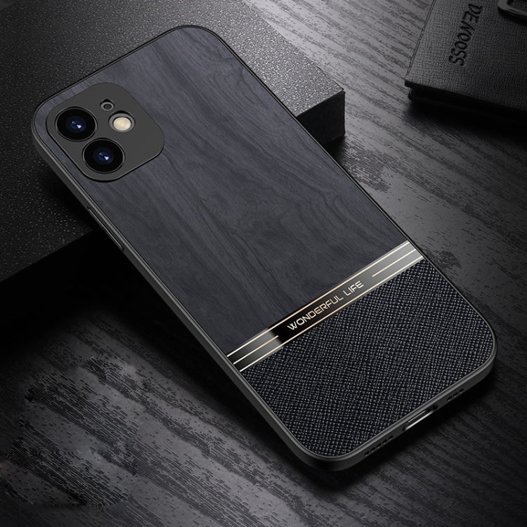 For iPhone 12 Shang Rui Wood Grain Skin PU + TPU Shockproof Case