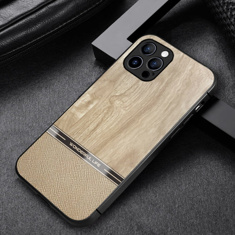 For iPhone 12 Pro Max Shang Rui Wood Grain Skin PU + TPU Shockproof Case
