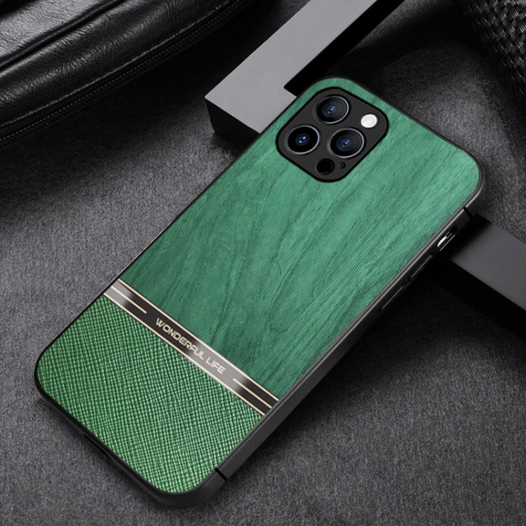 For iPhone 12 Pro Max Shang Rui Wood Grain Skin PU + TPU Shockproof Case