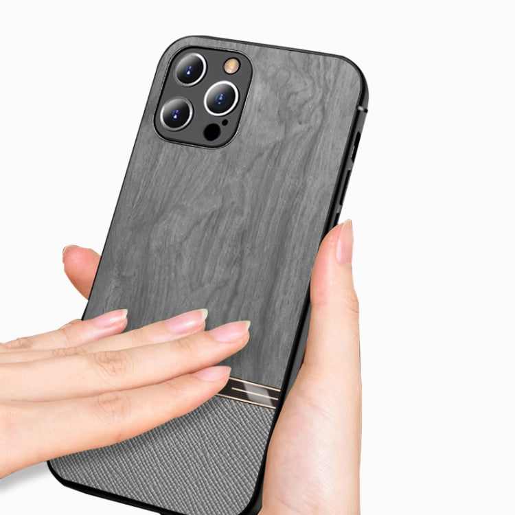 For iPhone 12 Pro Max Shang Rui Wood Grain Skin PU + TPU Shockproof Case