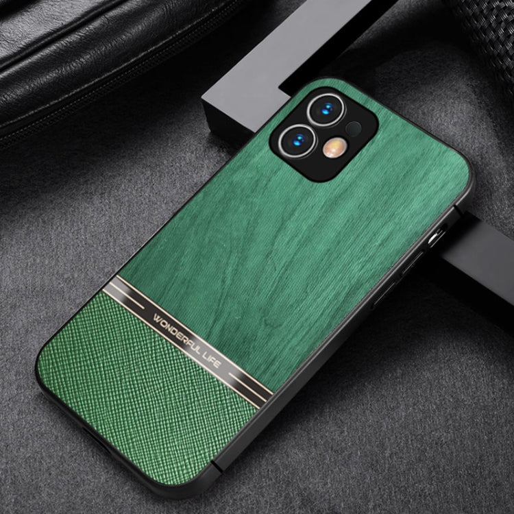 For iPhone 11 Shang Rui Wood Grain Skin PU + TPU Shockproof Case