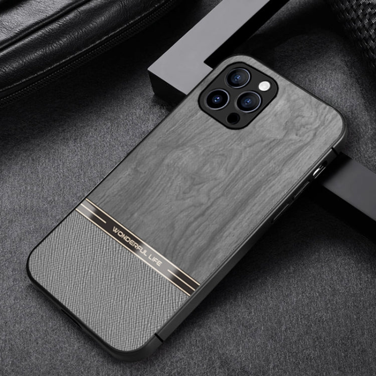 For iPhone 11 Pro Shang Rui Wood Grain Skin PU + TPU Shockproof Case