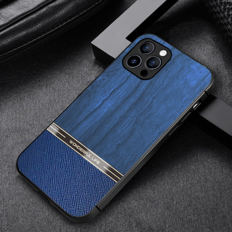 For iPhone 11 Pro Shang Rui Wood Grain Skin PU + TPU Shockproof Case