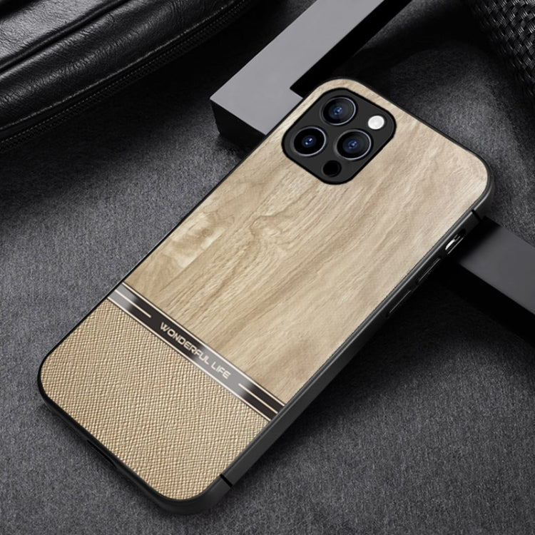 For iPhone 11 Pro Max Shang Rui Wood Grain Skin PU + TPU Shockproof Case