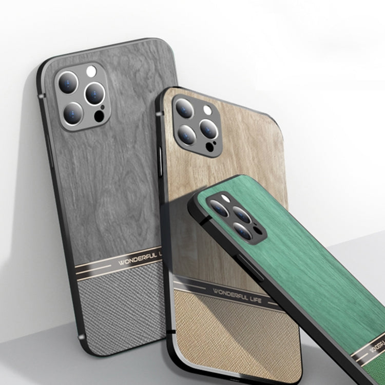 For iPhone 11 Pro Max Shang Rui Wood Grain Skin PU + TPU Shockproof Case