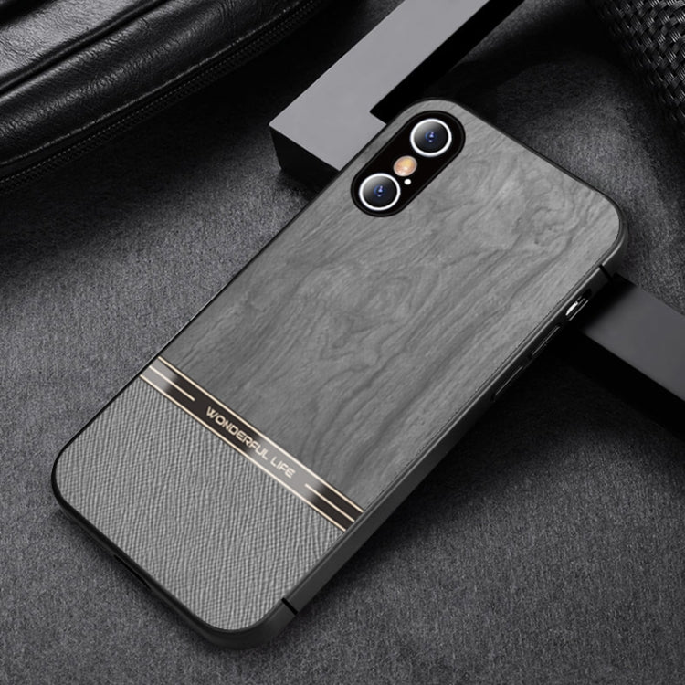 For iPhone X / XS Shang Rui Wood Grain Skin PU + TPU Shockproof Case