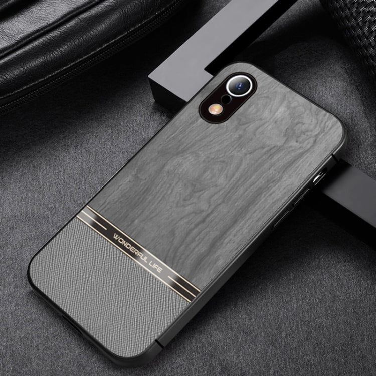 For iPhone XR Shang Rui Wood Grain Skin PU + TPU Shockproof Case
