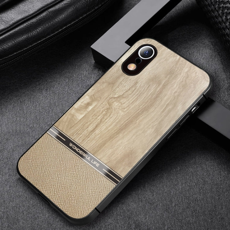 For iPhone XR Shang Rui Wood Grain Skin PU + TPU Shockproof Case