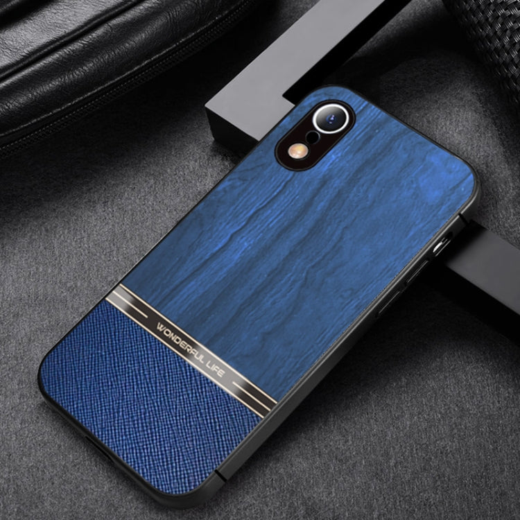 For iPhone XR Shang Rui Wood Grain Skin PU + TPU Shockproof Case