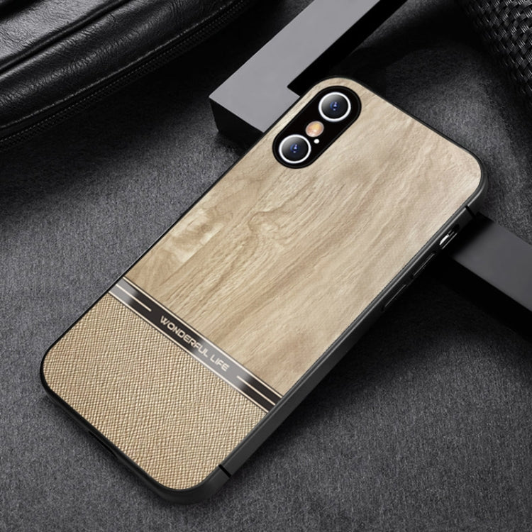For iPhone XS Max Shang Rui Wood Grain Skin PU + TPU Shockproof Case
