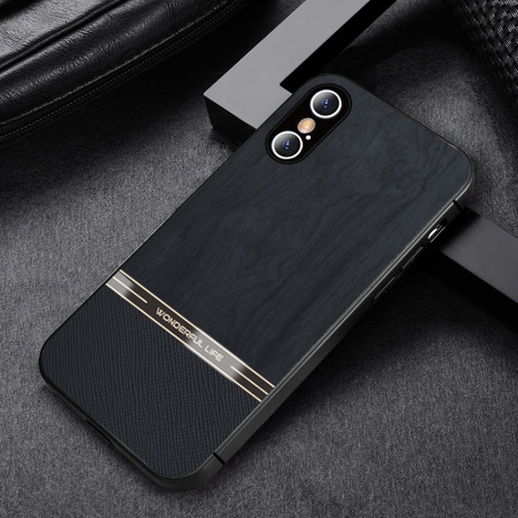 For iPhone XS Max Shang Rui Wood Grain Skin PU + TPU Shockproof Case