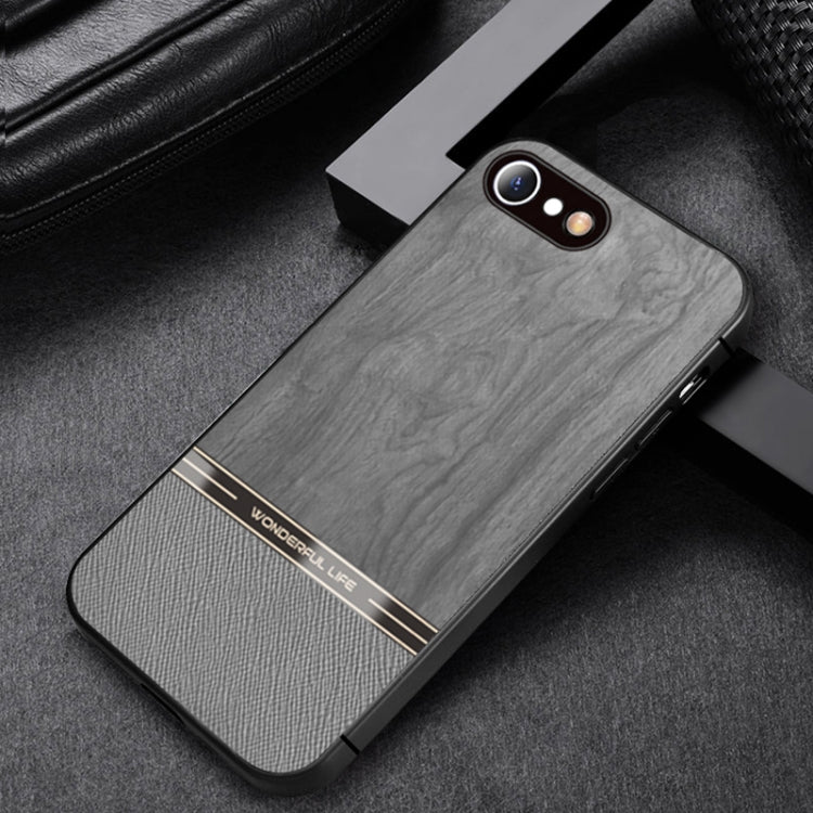 For iPhone SE 2022 / SE 2020 / 8 / 7 Shang Rui Wood Grain Skin PU + TPU Shockproof Case