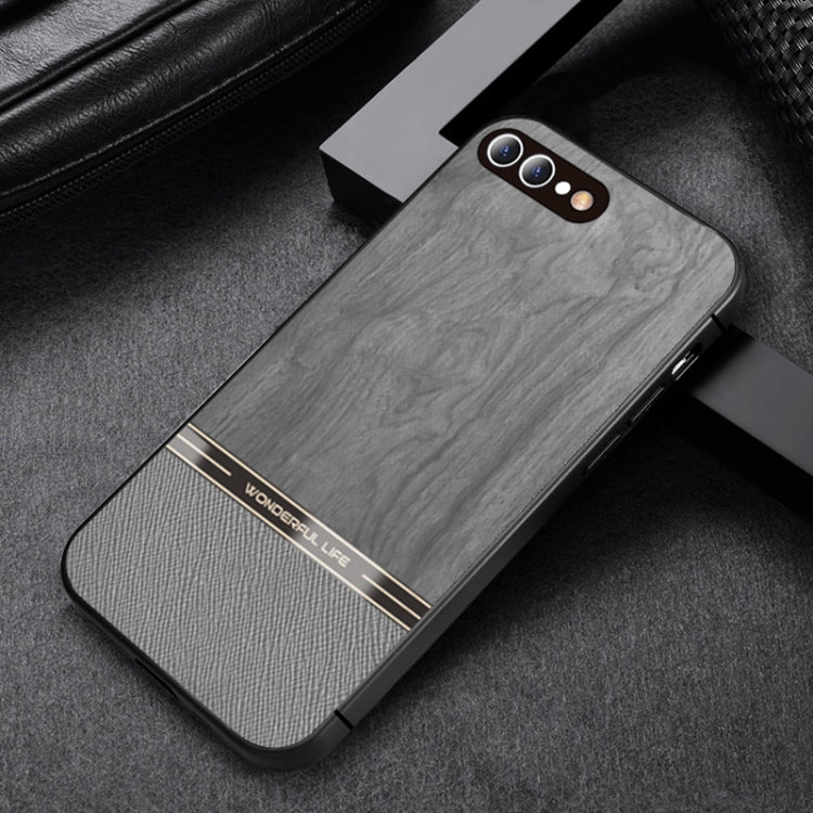 Shang Rui Wood Grain Skin PU + TPU Shockproof Case For iPhone 8 Plus / 7 Plus