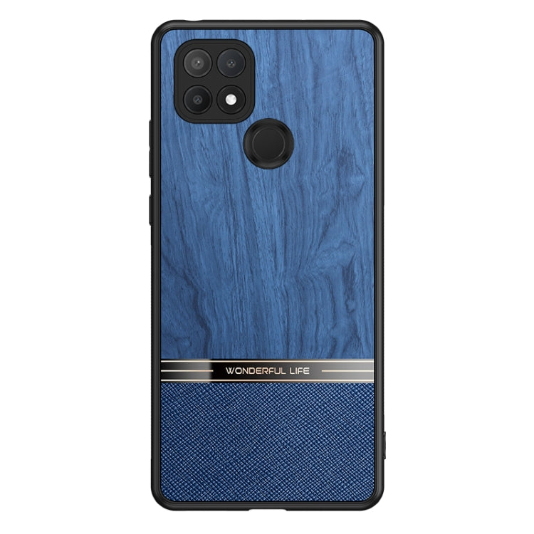 For OPPO A35 Shang Rui Wood Grain Skin PU + TPU Shockproof Case