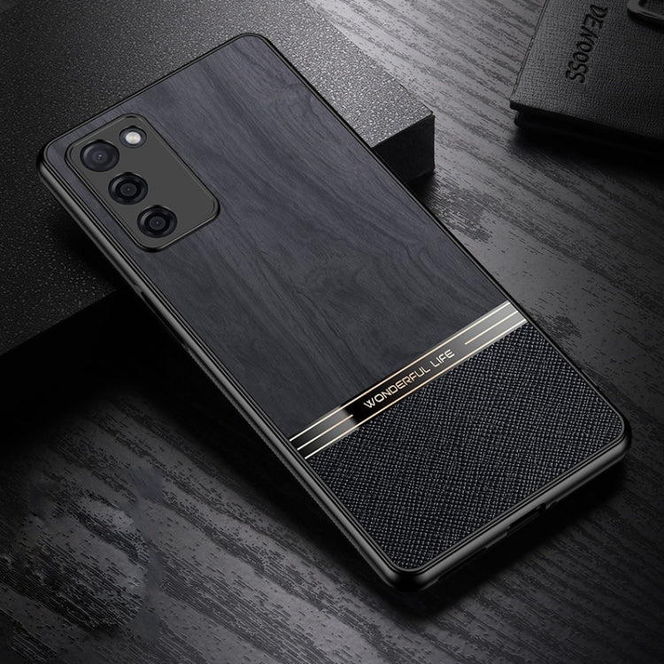 For OPPO A55 Shang Rui Wood Grain Skin PU + TPU Shockproof Case