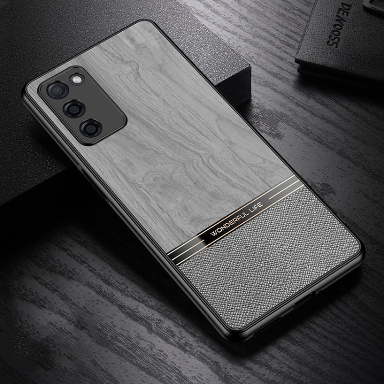 For OPPO A55 Shang Rui Wood Grain Skin PU + TPU Shockproof Case