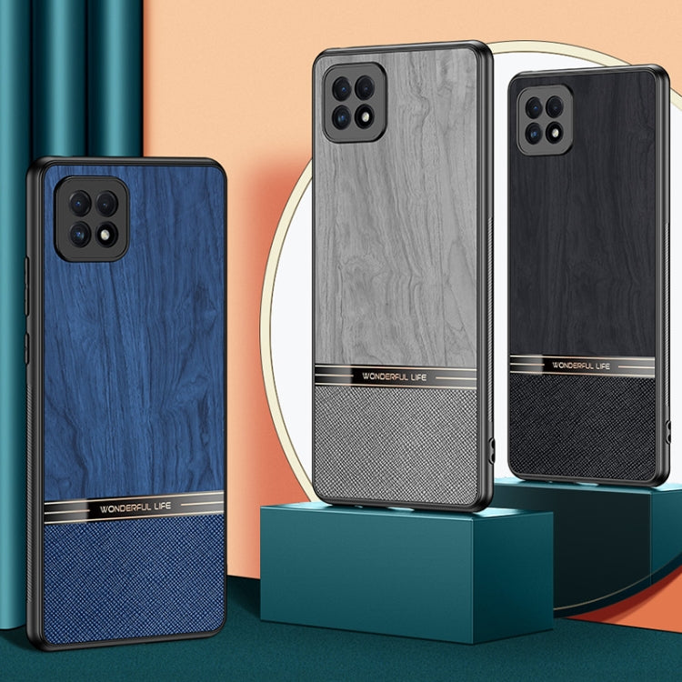 For OPPO A72 Shang Rui Wood Grain Skin PU + TPU Shockproof Case