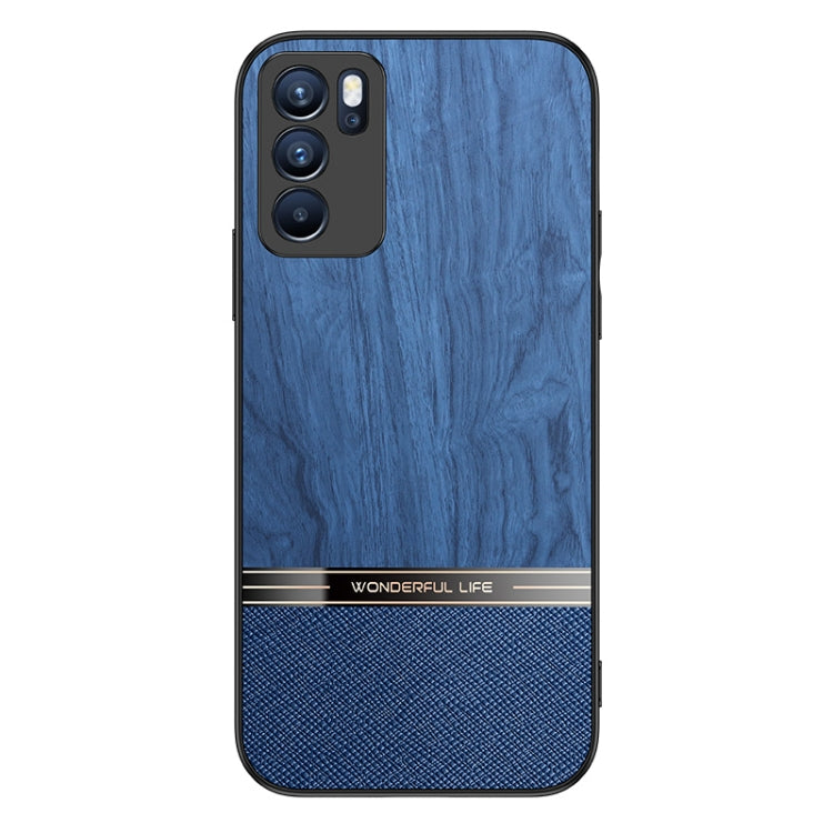 For OPPO Reno6 Pro 5G Shang Rui Wood Grain Skin PU + TPU Shockproof Case