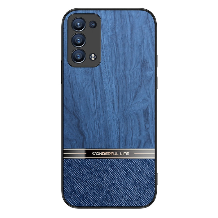 For OPPO Reno6 Pro+ 5G Shang Rui Wood Grain Skin PU + TPU Shockproof Case