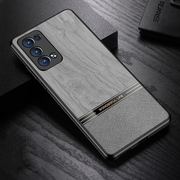 For OPPO Reno6 Pro+ 5G Shang Rui Wood Grain Skin PU + TPU Shockproof Case