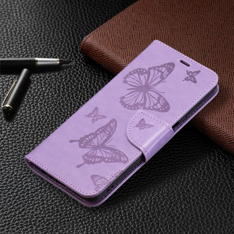 For Samsung Galaxy M32 Embossing Two Butterflies Pattern Horizontal Flip PU Leather Case with Holder & Card Slot & Wallet & Lanyard