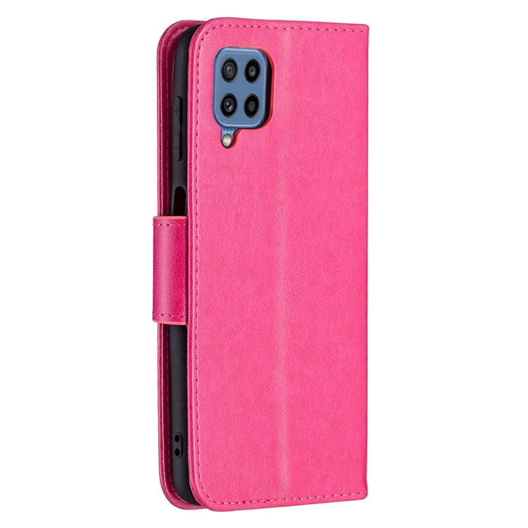 For Samsung Galaxy M32 Embossing Two Butterflies Pattern Horizontal Flip PU Leather Case with Holder & Card Slot & Wallet & Lanyard