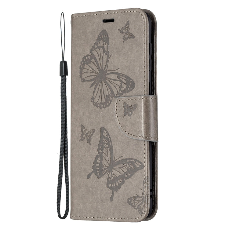 For Samsung Galaxy M32 Embossing Two Butterflies Pattern Horizontal Flip PU Leather Case with Holder & Card Slot & Wallet & Lanyard