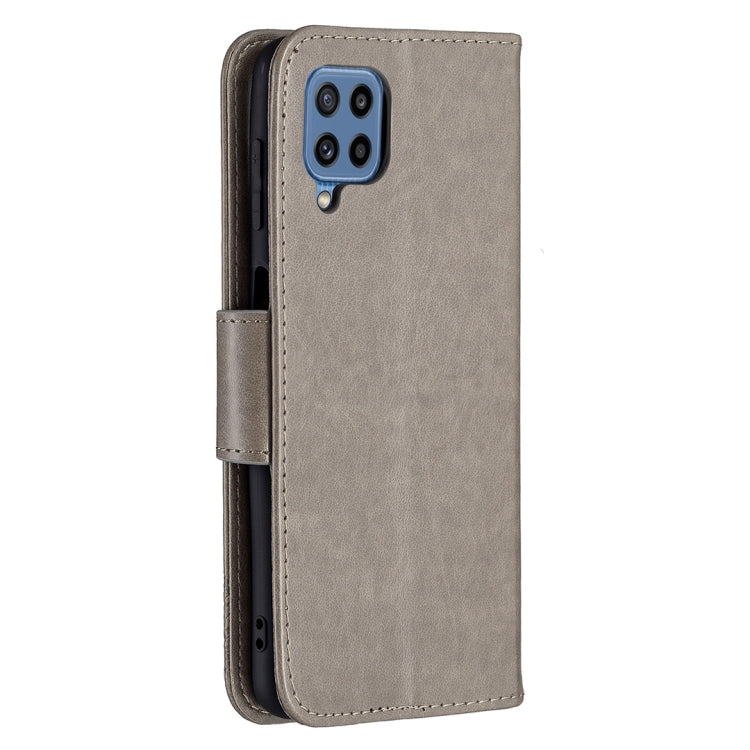 For Samsung Galaxy M32 Embossing Two Butterflies Pattern Horizontal Flip PU Leather Case with Holder & Card Slot & Wallet & Lanyard
