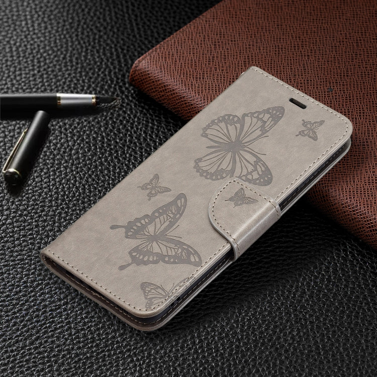 For Samsung Galaxy M32 Embossing Two Butterflies Pattern Horizontal Flip PU Leather Case with Holder & Card Slot & Wallet & Lanyard