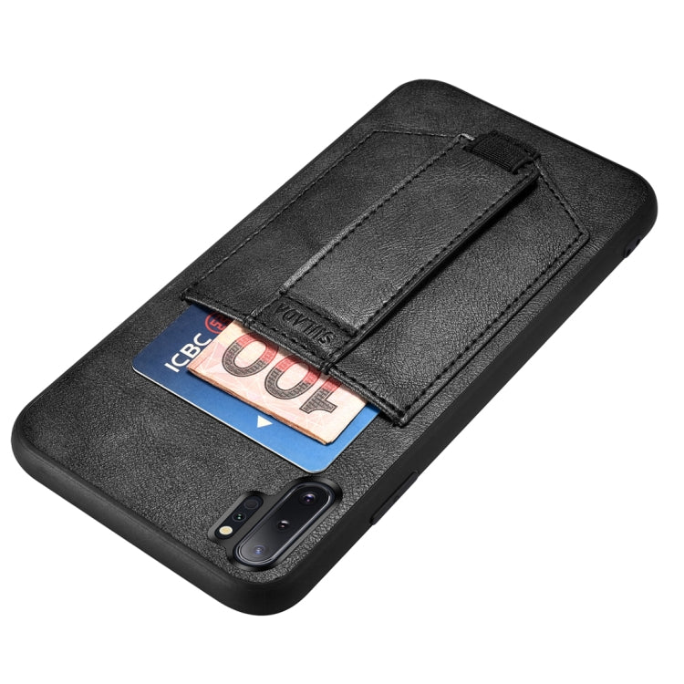 For Huawei P30 SULADA Shockproof TPU + Handmade Leather Protective Case with Holder & Card Slot & Hand Strap