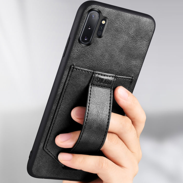 For Huawei P30 Pro SULADA Shockproof TPU + Handmade Leather Protective Case with Holder & Card Slot & Hand Strap