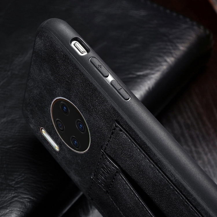 For Huawei Mate 30 SULADA Shockproof TPU + Handmade Leather Protective Case with Holder & Card Slot & Hand Strap