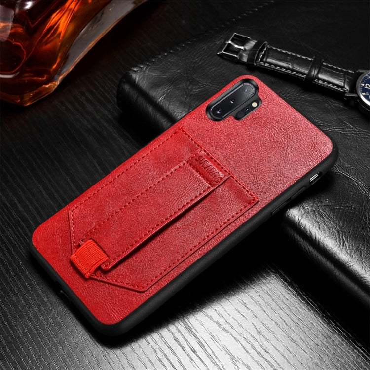 For Galaxy Note 10 SULADA Shockproof TPU + Handmade Leather Protective Case with Holder & Card Slot & Hand Strap