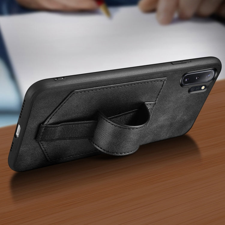 For Galaxy Note 10 SULADA Shockproof TPU + Handmade Leather Protective Case with Holder & Card Slot & Hand Strap