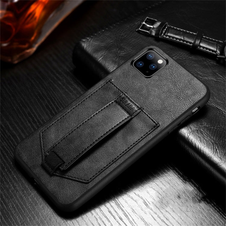 For iPhone 11 Pro SULADA Shockproof TPU + Handmade Leather Protective Case with Holder & Card Slot & Hand Strap