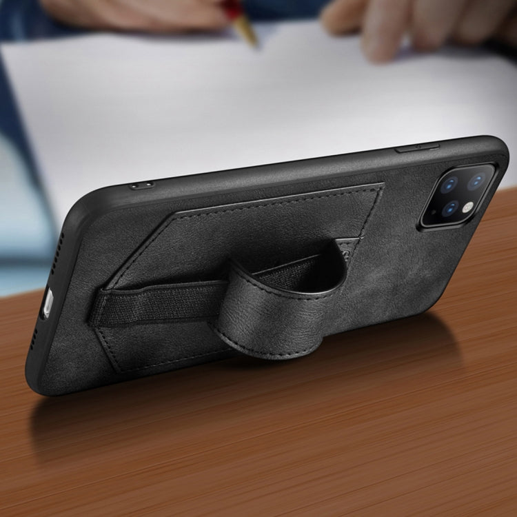 For iPhone 11 SULADA Shockproof TPU + Handmade Leather Protective Case with Holder & Card Slot & Hand Strap