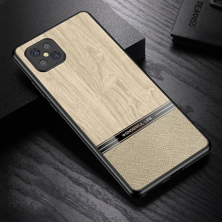 For OPPO A92s Shang Rui Wood Grain Skin PU + TPU Shockproof Case