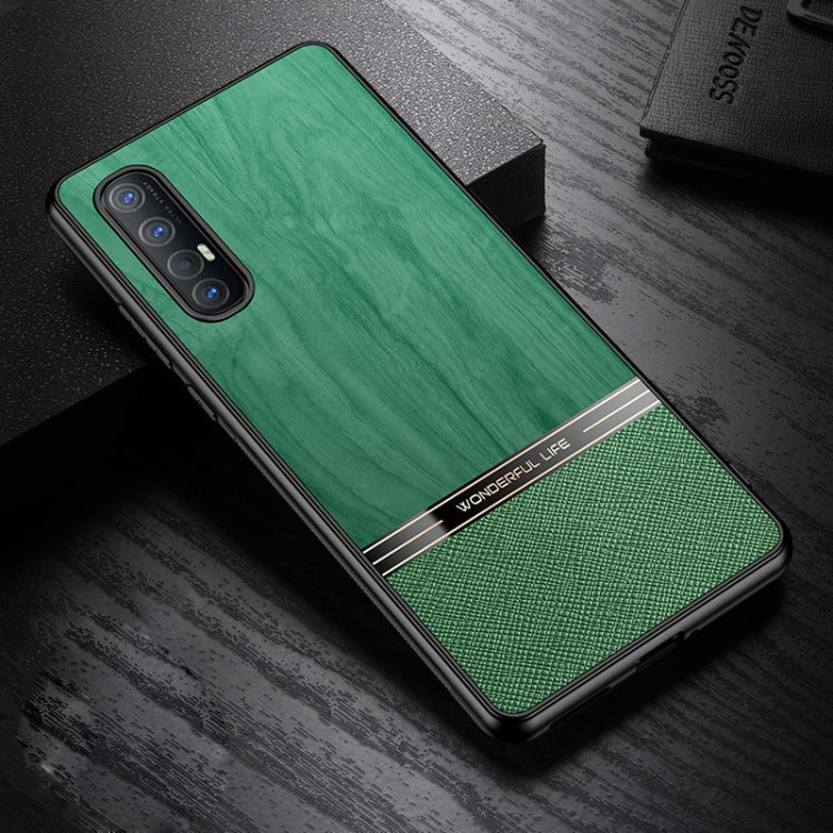For OPPO Reno3 Pro Shang Rui Wood Grain Skin PU + TPU Shockproof Case