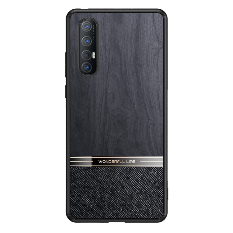 For OPPO Reno3 Pro Shang Rui Wood Grain Skin PU + TPU Shockproof Case
