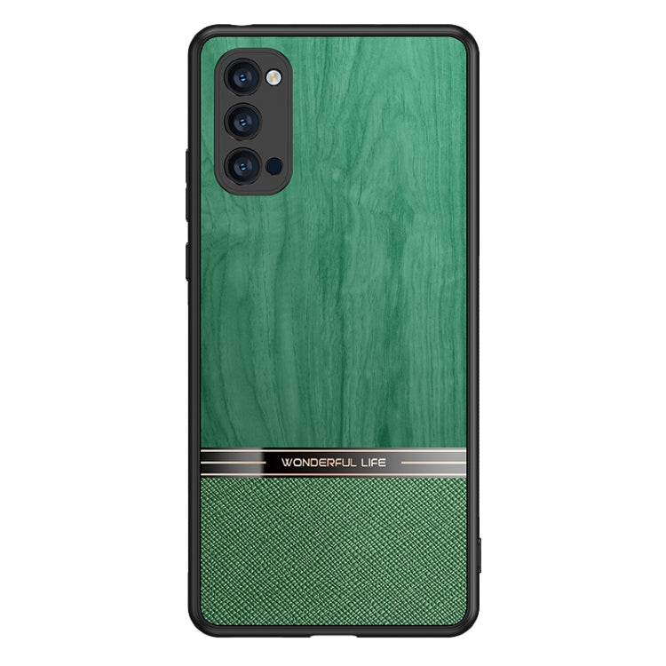 For OPPO Reno4 Pro Shang Rui Wood Grain Skin PU + TPU Shockproof Case
